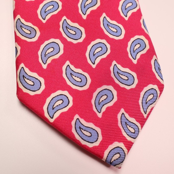 Ben Silver Silk Necktie Paisley Print Business Casual Breuer Tie - Minor Flaws - Picture 4 of 10